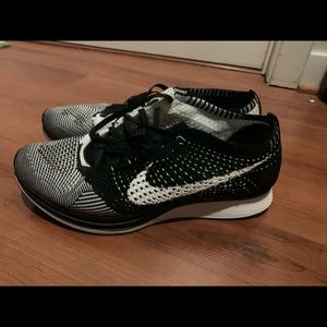 nike flyknit racers in volt oreo